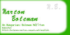 marton boleman business card